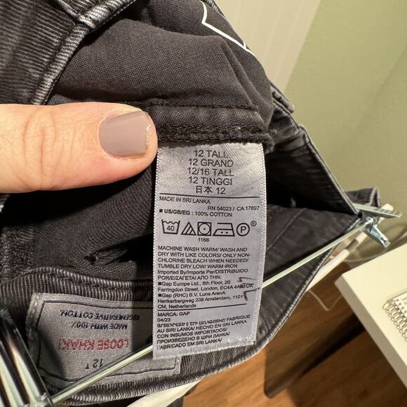 GAP Loose Fit Khaki Pants Black Wide Leg Size 12 Tall - Picture 6 of 6